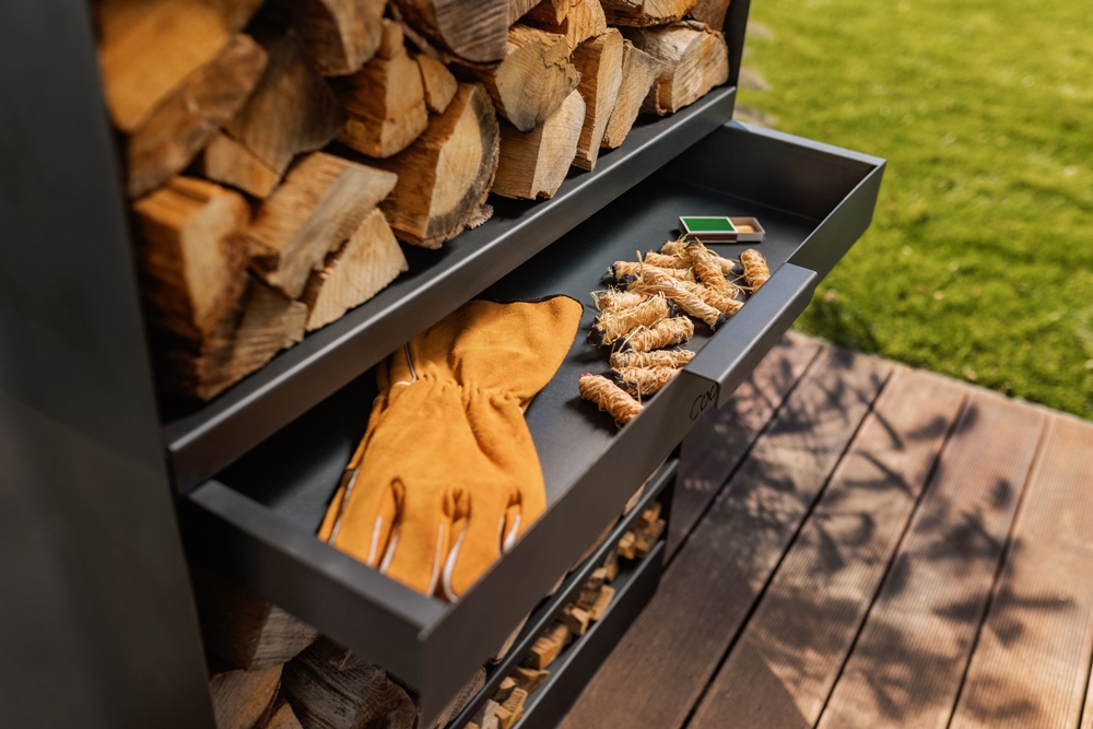 Kaminholzregal "Vento" H 150 cm Holzregal für Kaminholz Kaminholzablage aus Stahl Kaminholzständer