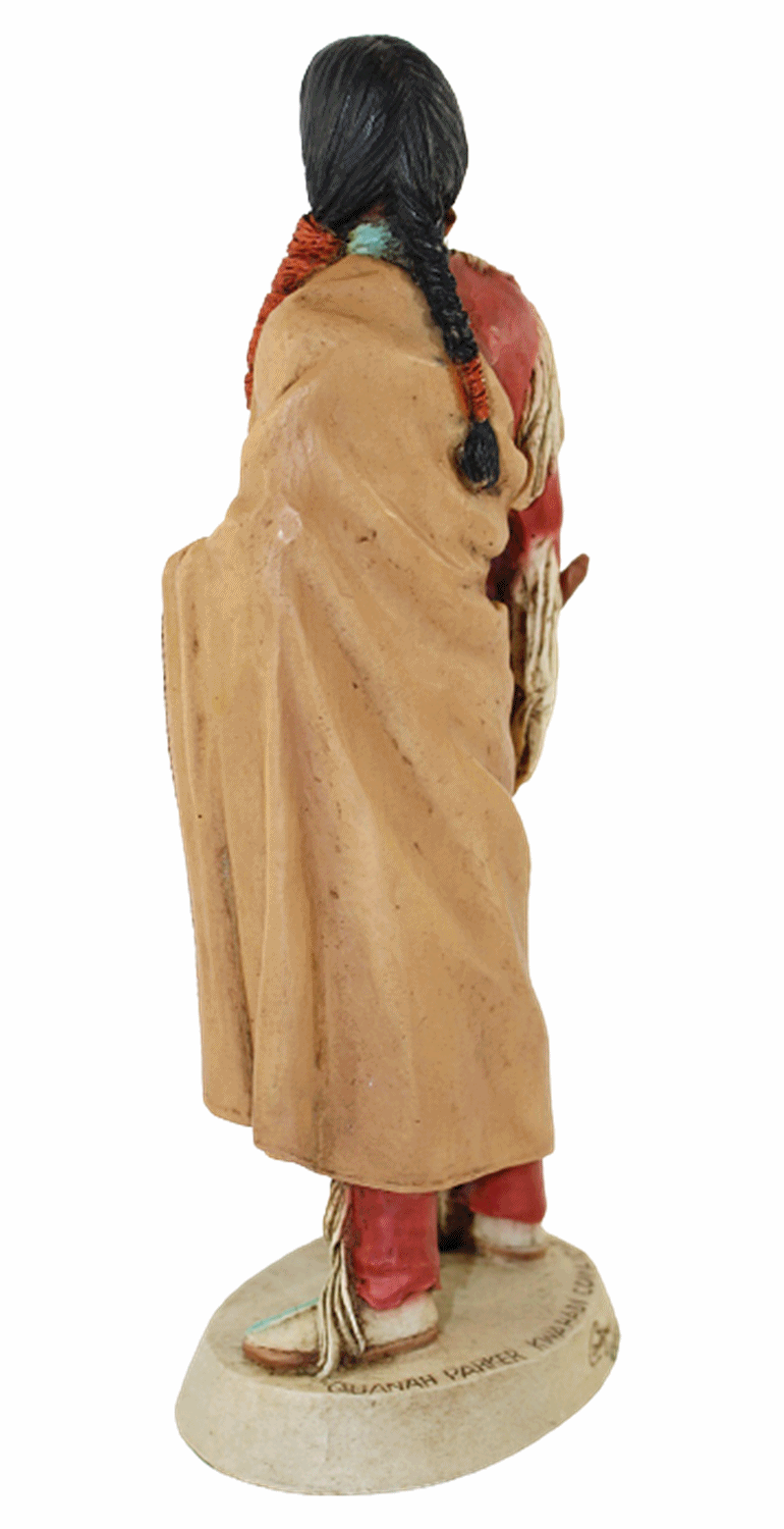 Indianerfigur Quanah Parker Häuptling H 21 cm stehend mit Friedenspfeife Castagna Limited Edition
