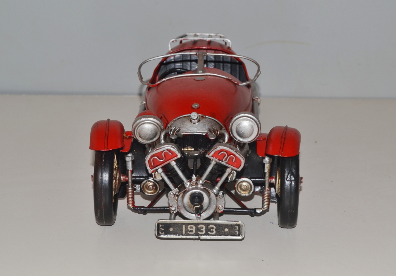 Blechauto Nostalgie Modellauto Oldtimer Automarke Morgan Threewheeler Modell 1933 aus Blech L 34 cm