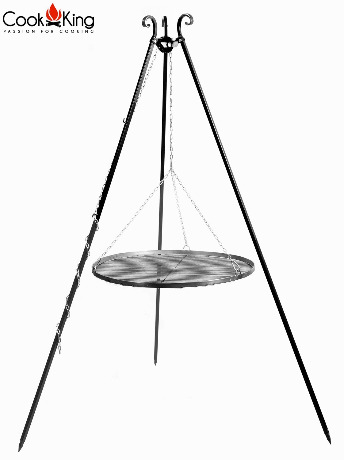 Schwenkgrill H 180 cm mit Grillrost Ø 60 cm aus Rohstahl Dreibein Grill Tripod Grillständer