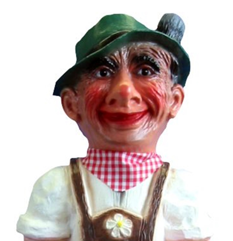 Gartenfigur Seppel Alois stehend großer Bayer in Latzhose H 75 cm Dekofigur aus Kunststoff
