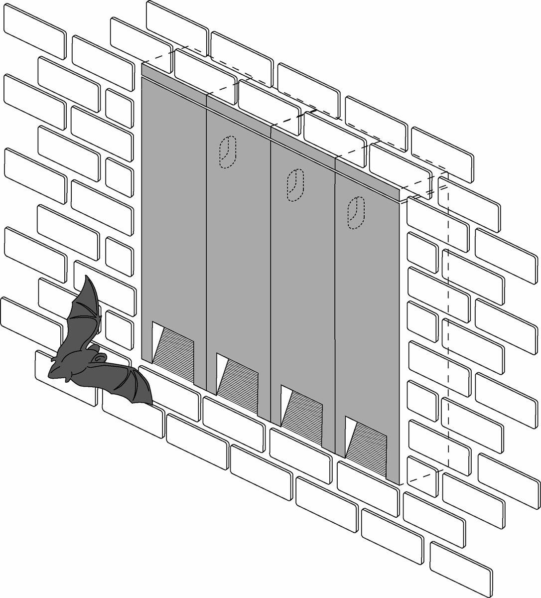 Naturschutzprodukt Fledermaus-Fassadenröhre Typ 1FR Artenschutz an Gebäuden