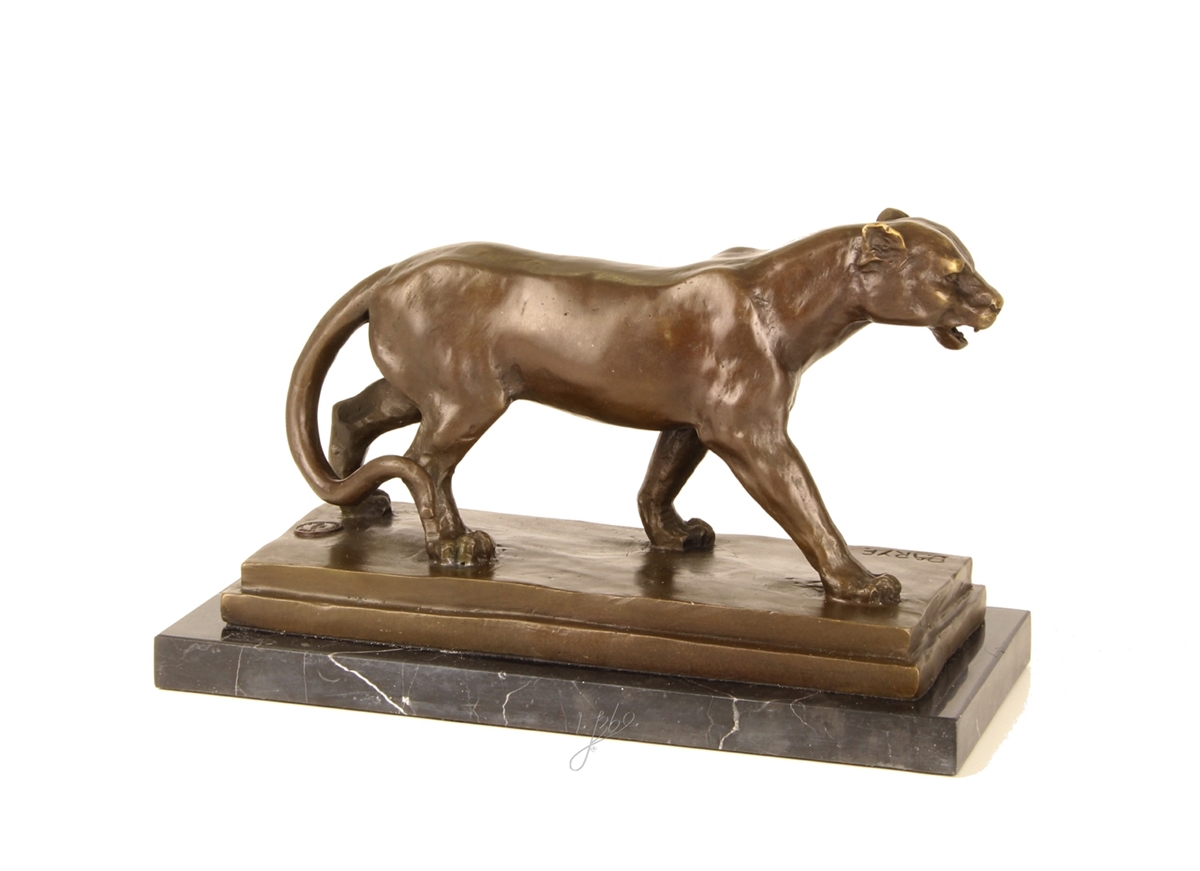 Bronzefigur Bronzeskulptur Bronze Löwin auf Marmorsockel H 15 cm Bronze Skulptur Figur