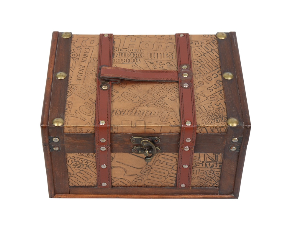 Deko Vintage Koffer 2-er Satz hochwertige dekorative Holztruhen Schatzkisten Retro-Stil L 28/24 cm