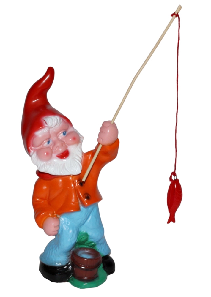 Gartenzwerg als Angler Figur Zwerg H 31 cm Gartenzwerg Gartendeko Gartenfigur aus Kunststoff