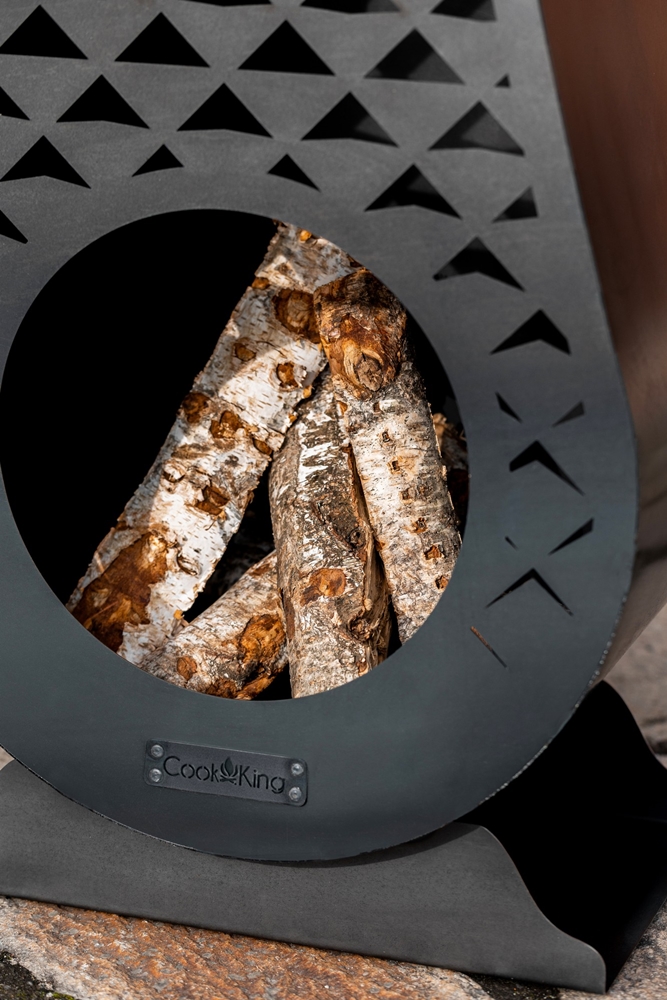 Gartenkamin "Avangardo" Gartenofen H 108cm zum Heizen und Grillen Terrassenofen aus Naturstahl Kamin