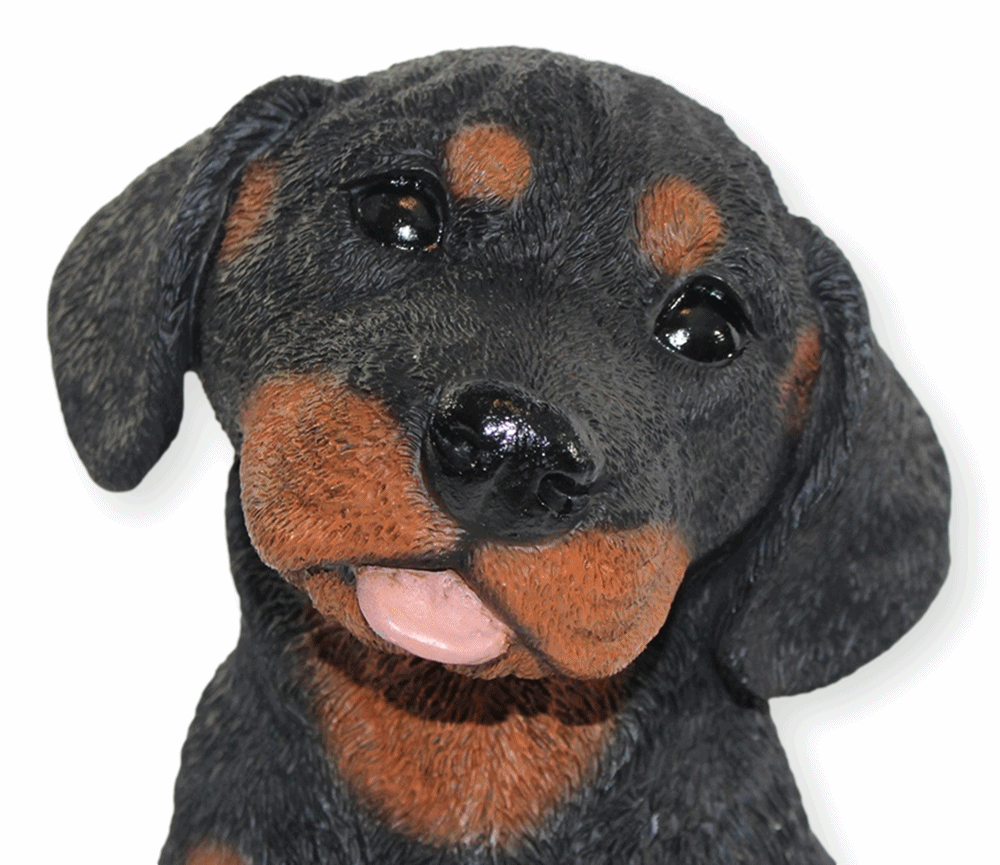 Deko Figur Hund Rottweiler Welpe Hundefigur sitzend Kollektion Castagna aus Resin Höhe 23 cm