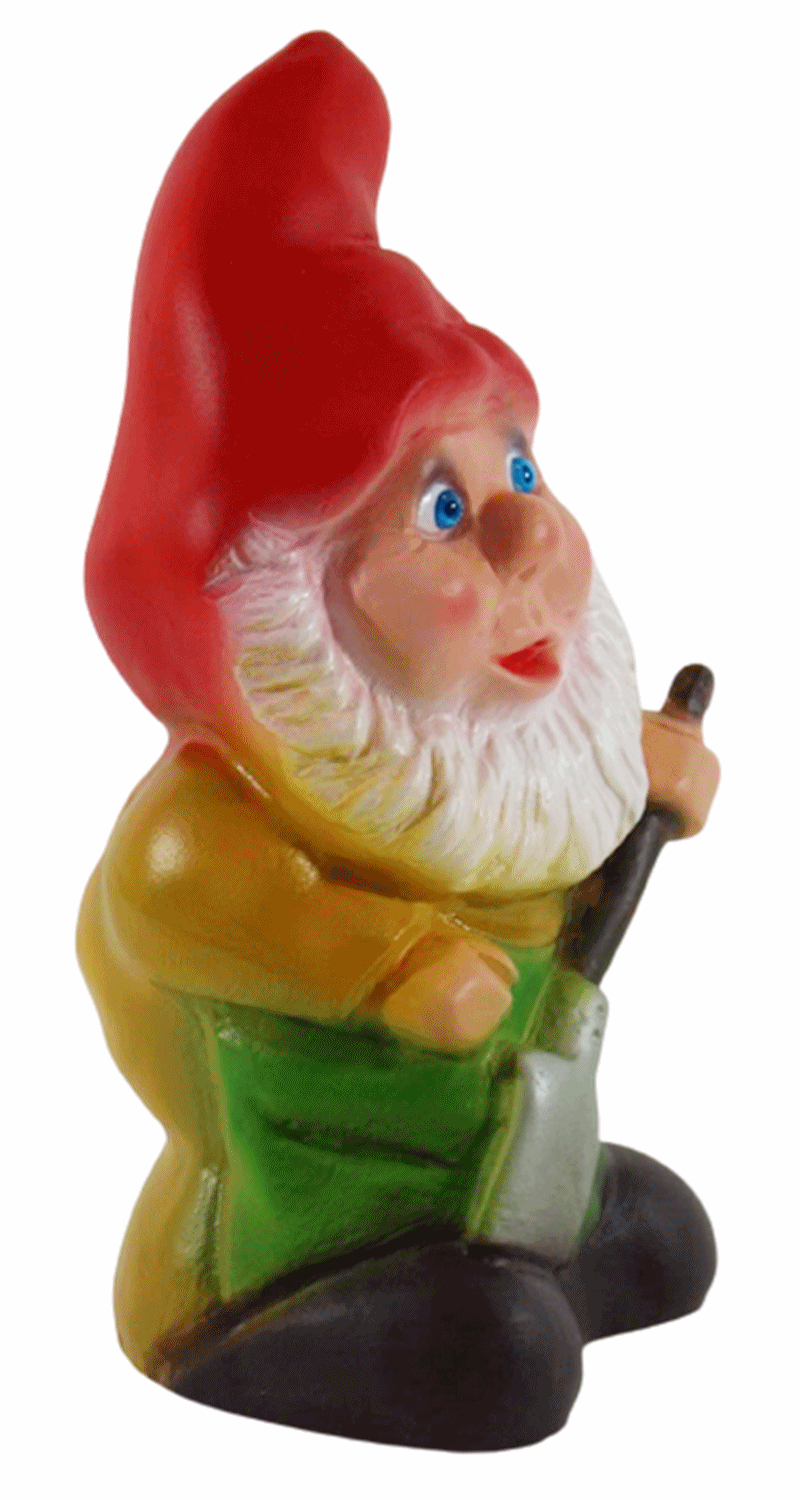 Gartenzwerg Deko Garten Figur Zwerg Gärtner mit Schaufel stehend aus Kunststoff Höhe 19 cm