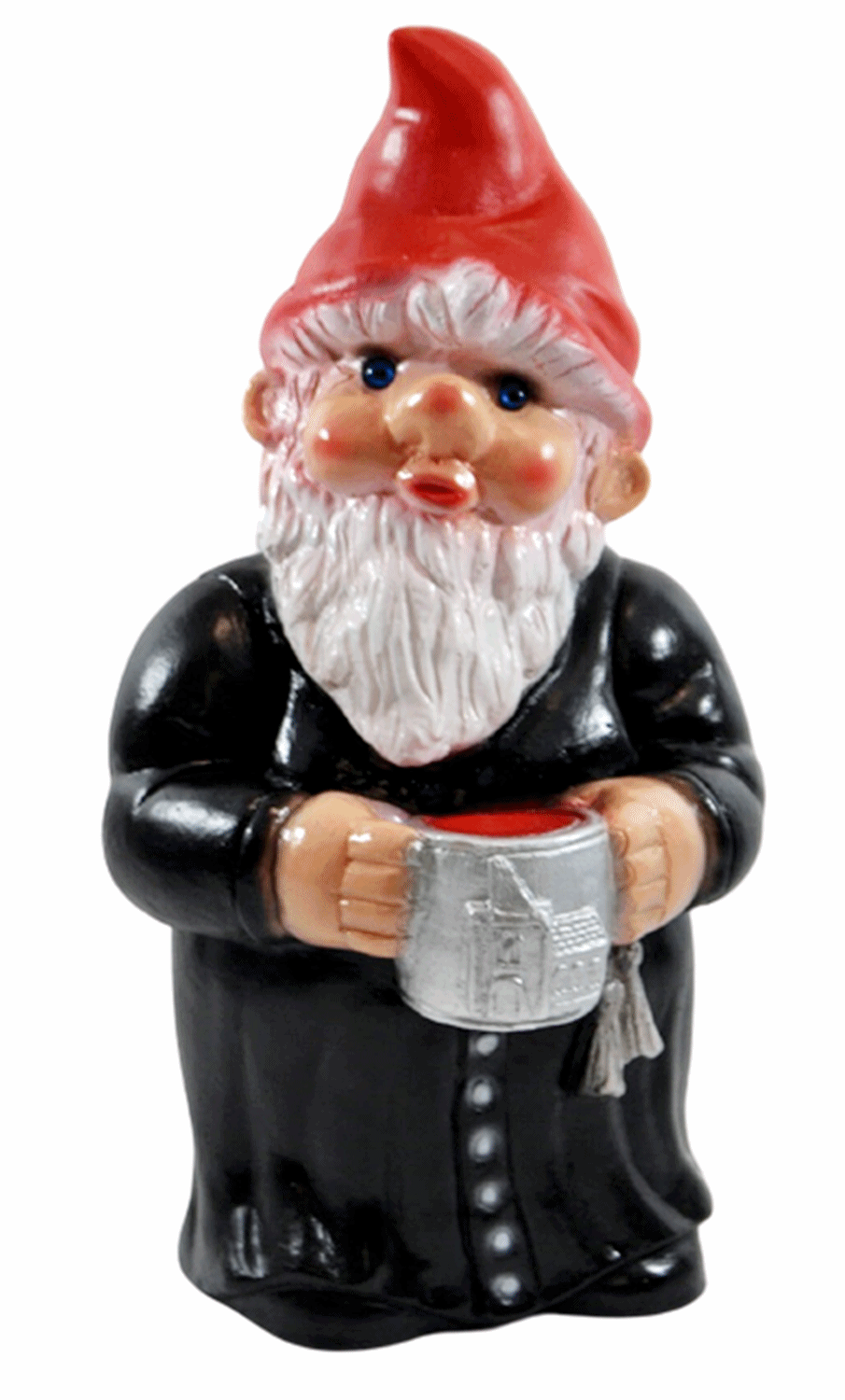 Deko Figur Zwerg Mönch H 29 cm Gartenzwerg Pfarrer Gartenfigur stehend aus Kunststoff
