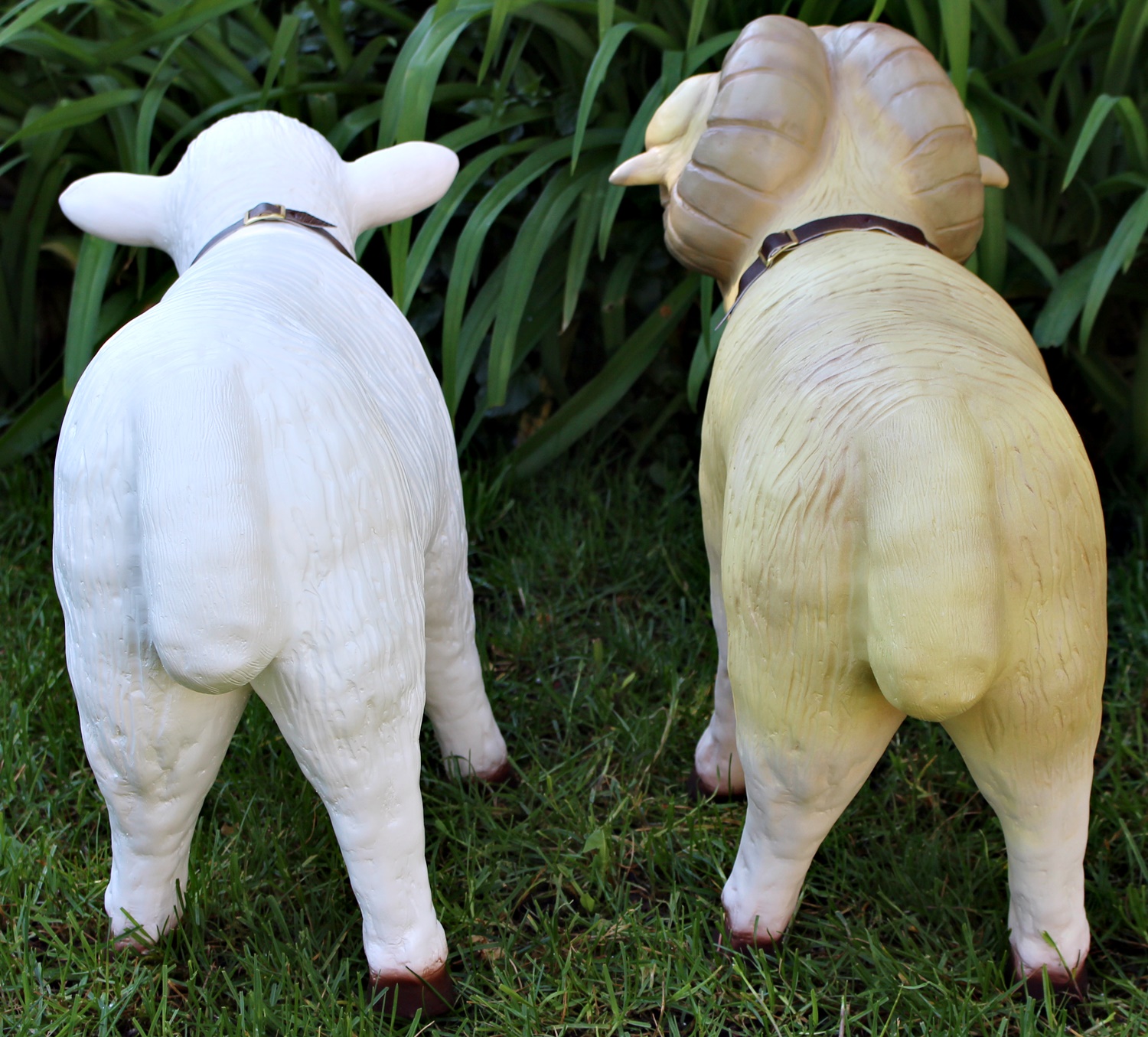 Deko Garten Figur Gartenfigur Tierfiguren Schaf und Schafbock als 2-er Satz aus Kunststoff H36-40 cm