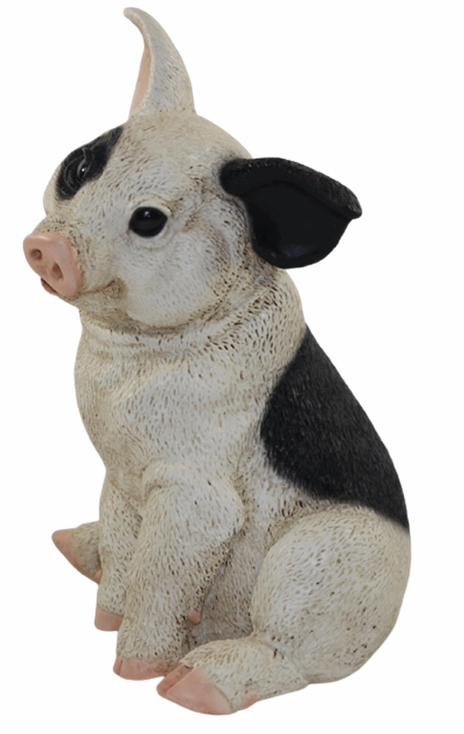 Figur Schwein Ferkel sitzend nach unten schauend gefleckt Kollektion Castagna aus Resin H 22 cm