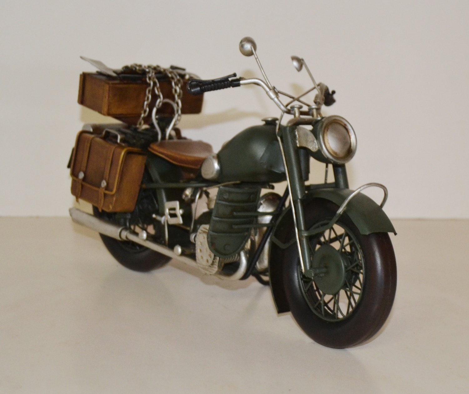 Blechmotorrad Nostalgie Modellauto Oldtimer Marke BMW R 75 Militär Motorrad 1943 aus Blech L 30 cm