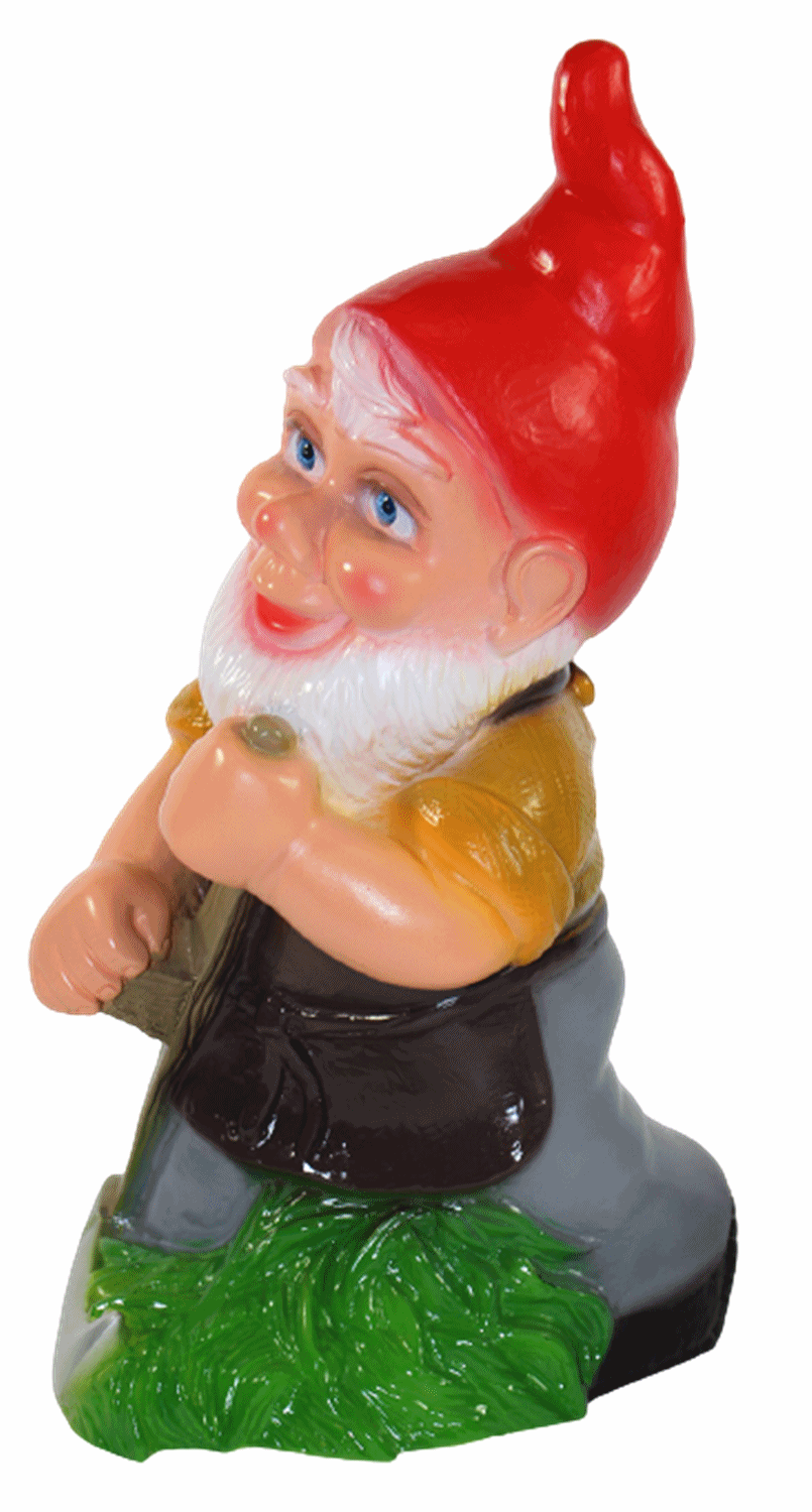 Gartenzwerg Deko Garten Figur Zwerg Gärtner Sensenmäher stehend mit Sense aus Kunststoff 33 cm