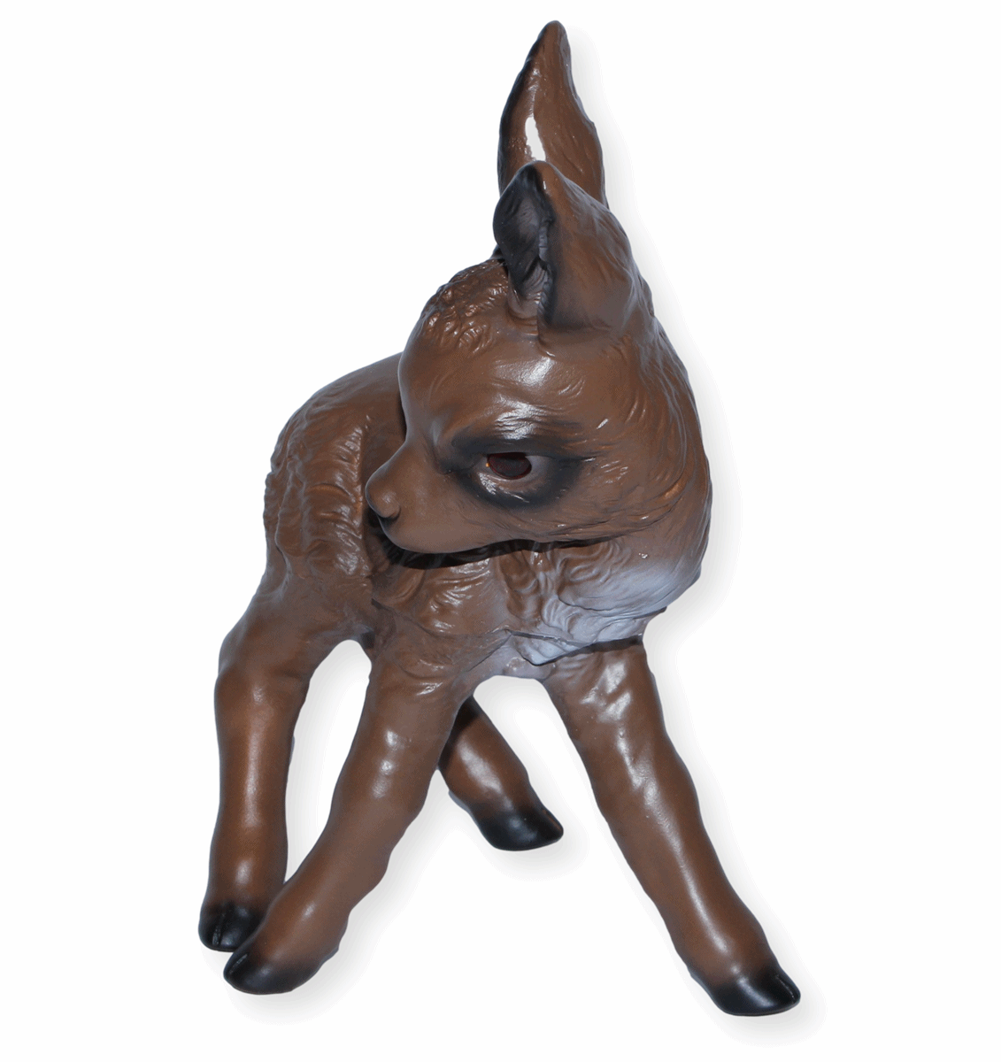 Deko Garten Figur Dekofigur Rehkitz H 30 cm Bambi stehend Gartenfigur Tierfigur  aus Kunststoff
