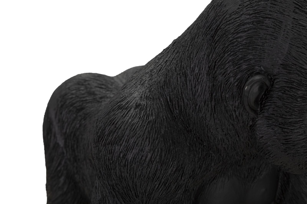 Dekofigur Gorilla stehend auf vier Pfoten Tierfigur in Schwarz Fell fein strukturiert H 37,5 cm