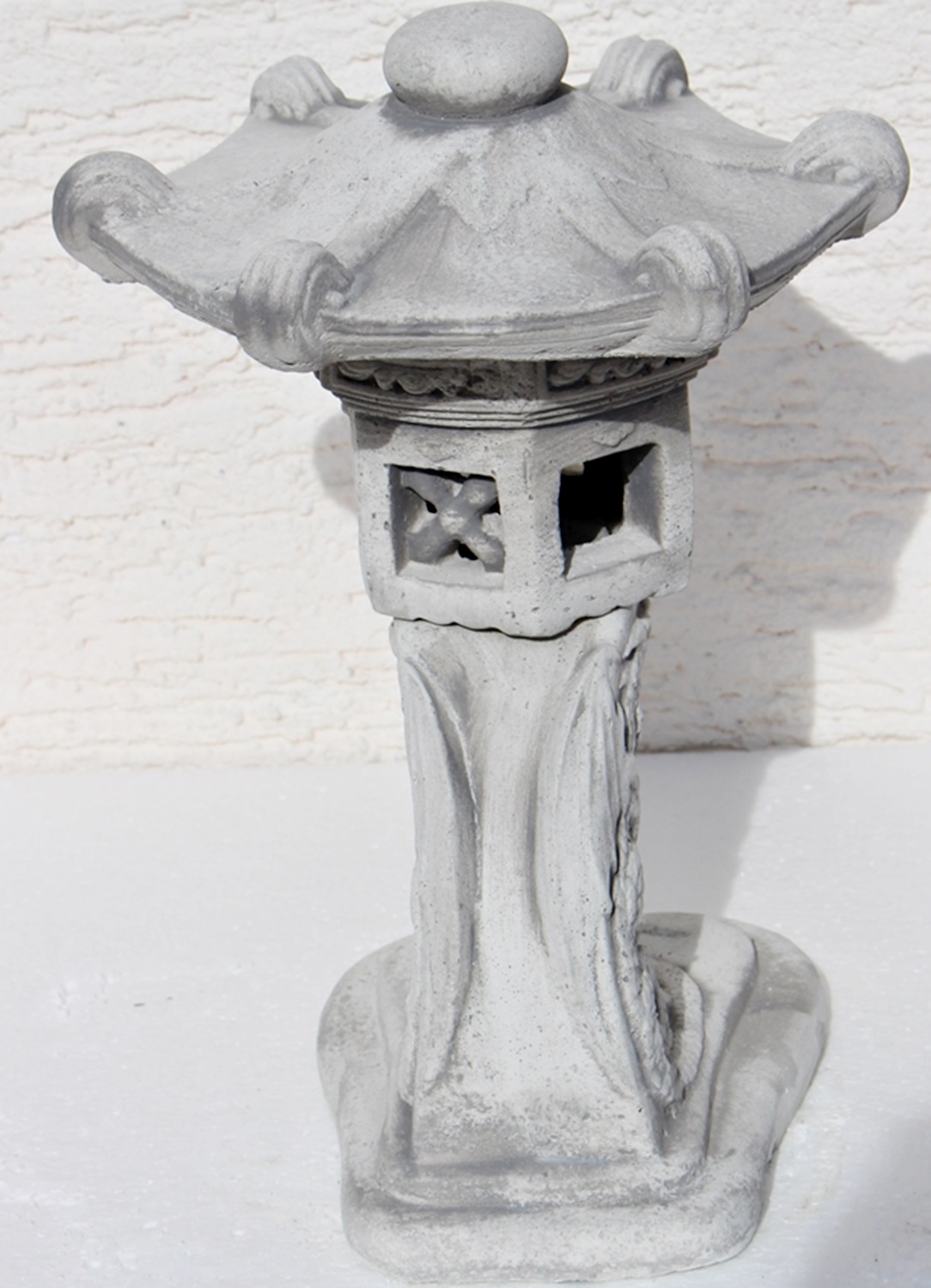 Beton Figur Skulptur japanische Laterne H 31 cm 3-teilig asiatische Steinlaterne Pagode