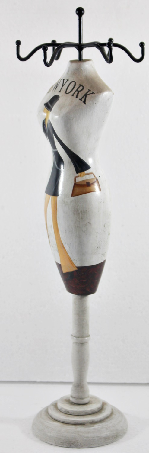 Schmuckbüste Beauty Figur Deko Modefigur Nostalgiefigur Weißes Torso mit New York Schriftdruck