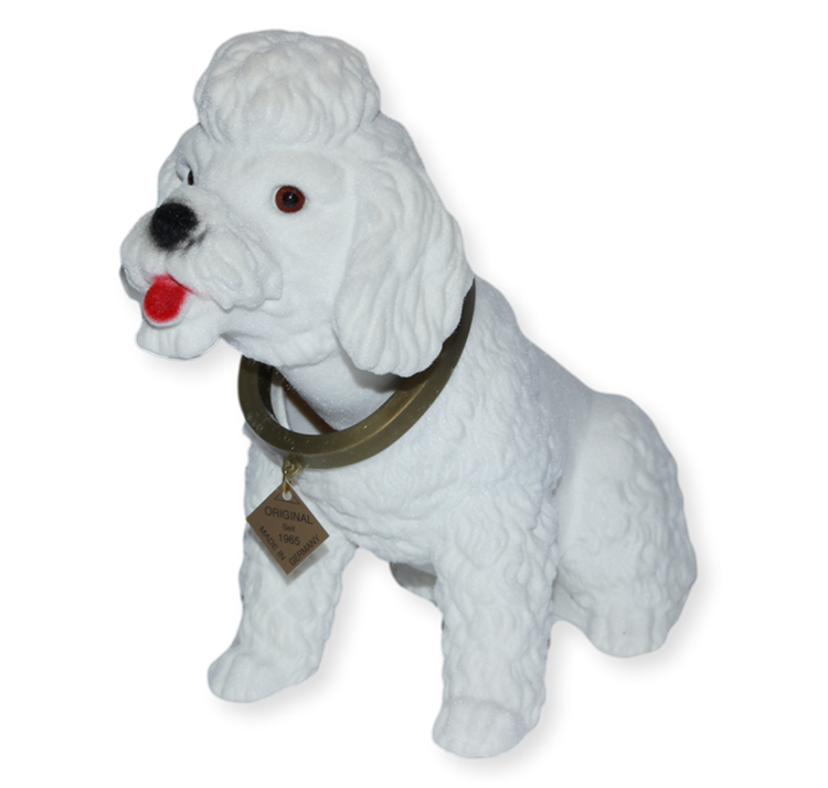 Wackel Figur Hund Pudel weiß Wackelfigur H 20,5 cm groß Dekofigur mit Wackelkopf