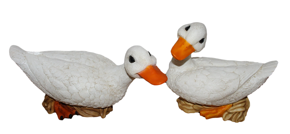 Deko Figur Gans Tierfiguren 2 weiße Gänsefiguren Vogel Kollektion Castagna aus Resin H 19/ 23 cm