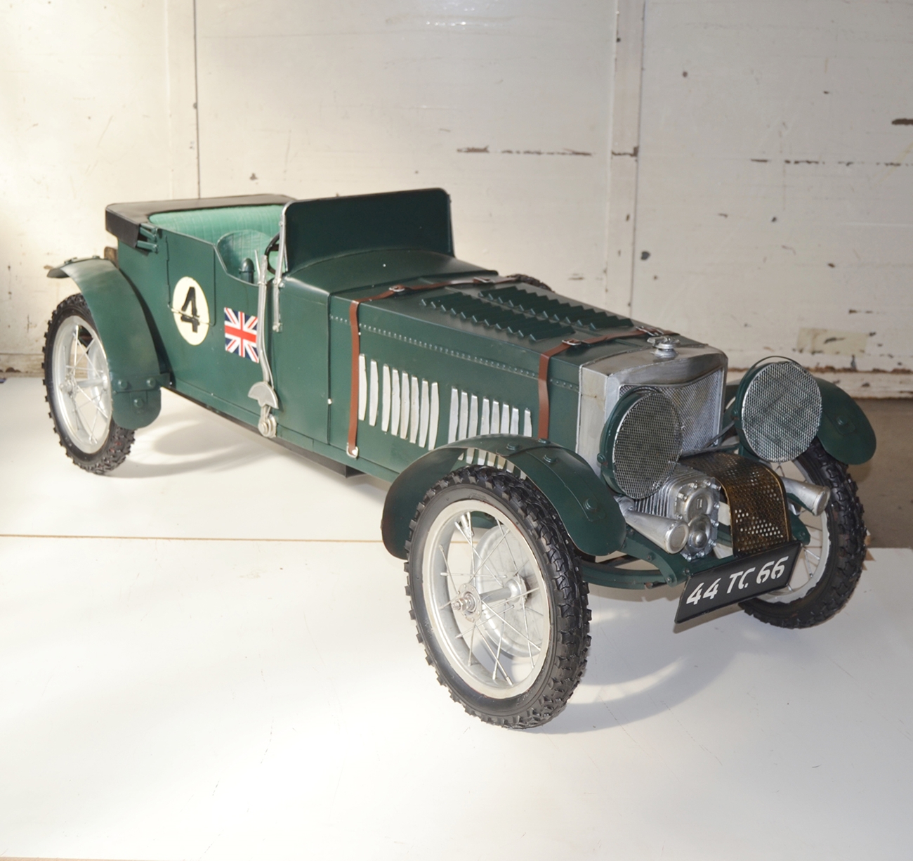 Blechauto Nostalgie Modellauto Oldtimer Automarke Bentley Blower Roadster Modell aus Blech L 140 cm