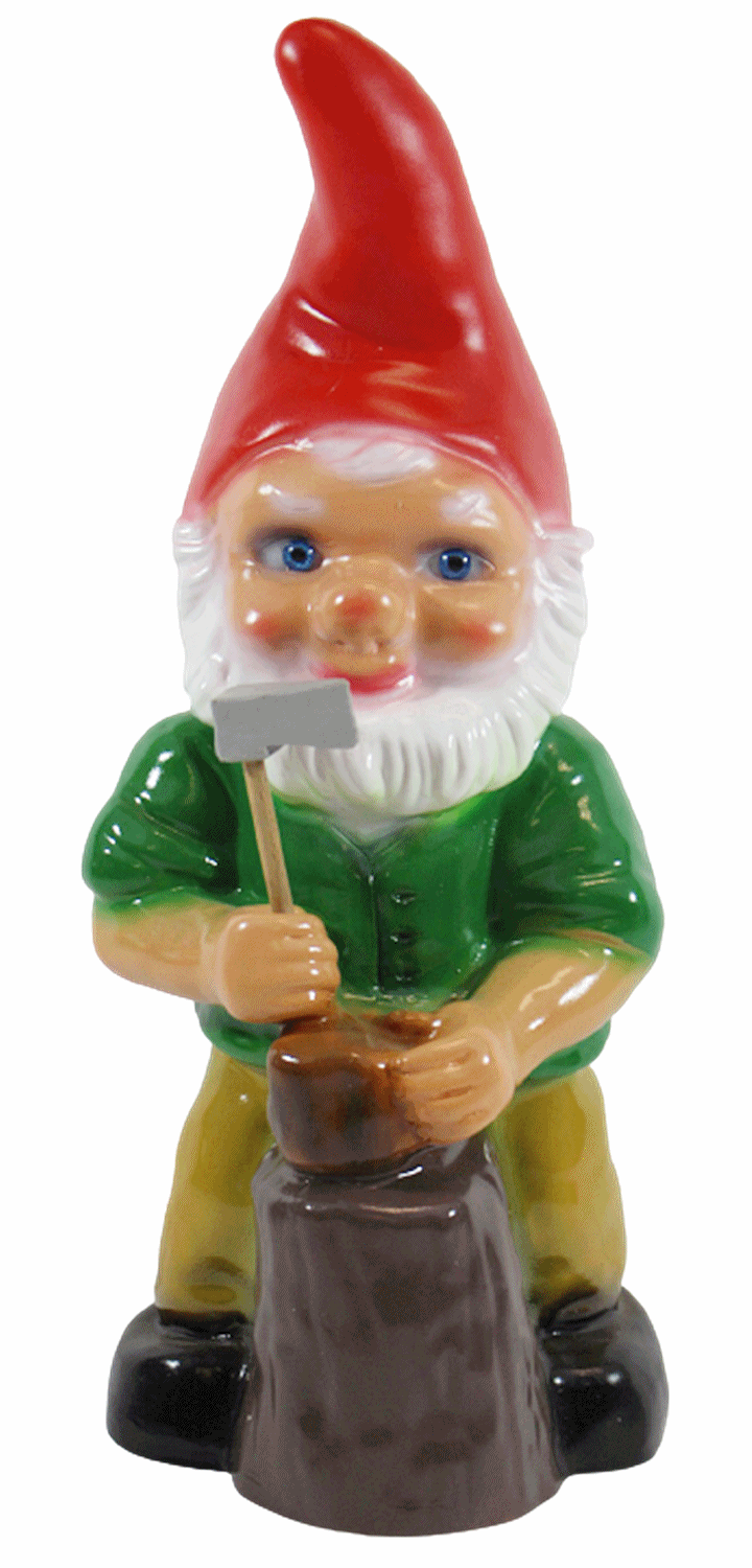 Gartenzwerg Deko Garten Figur Zwerg Holzhacker stehend mit Axt in Hand aus Kunststoff H 33 cm