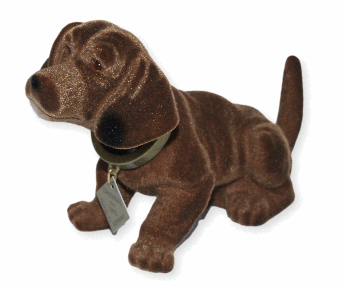 Wackel Dackel Figur Hund Dackel Wackelfigur H 10 cm klein sitzend mit Wackelkopf Original