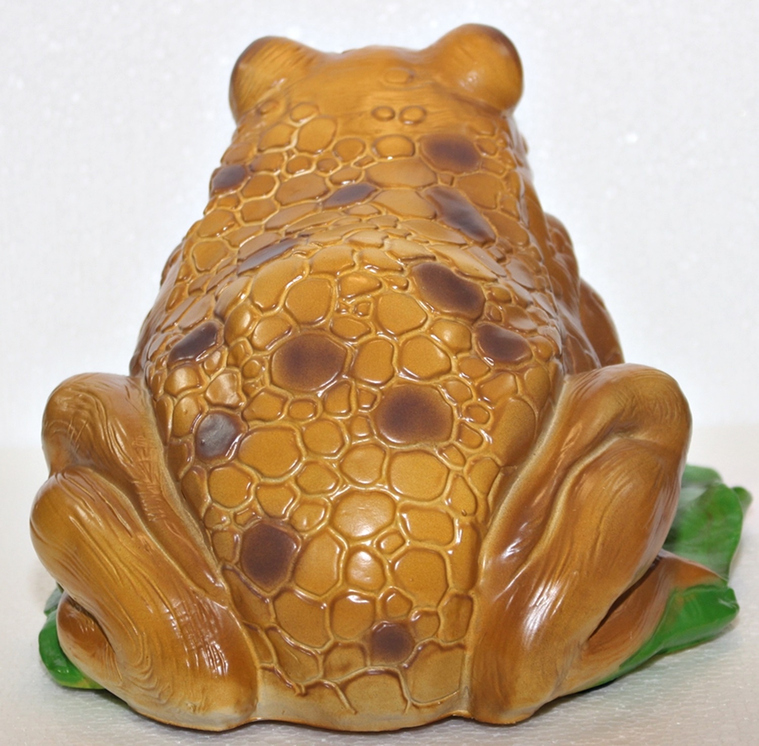 Deko Figur Kröte Frosch auf Blatt H 17 cm Gartenfigur Dekofigur mit Scherz Bewegungsmelder Quak