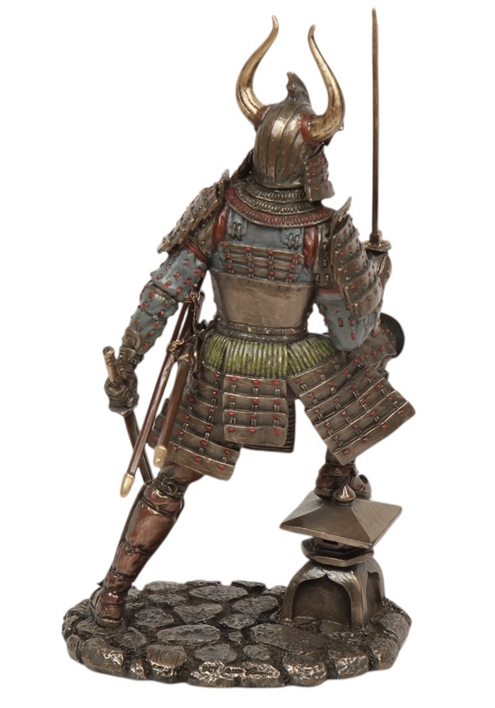 Skulptur Samurai Art Deko Figur H 25 cm japanischer Krieger in detailreicher Rüstung mit Schwertern