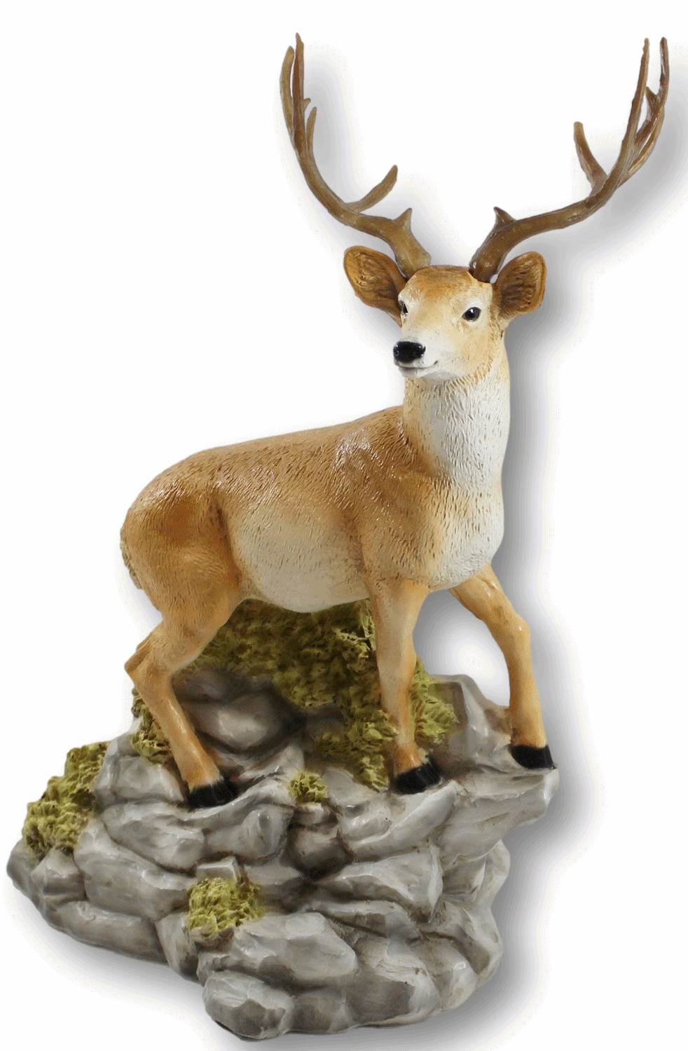 Dekofigur Tierfigur Wildrot Hirsch auf Felsen stehend Kollektion Castagna aus Resin H 37 cm