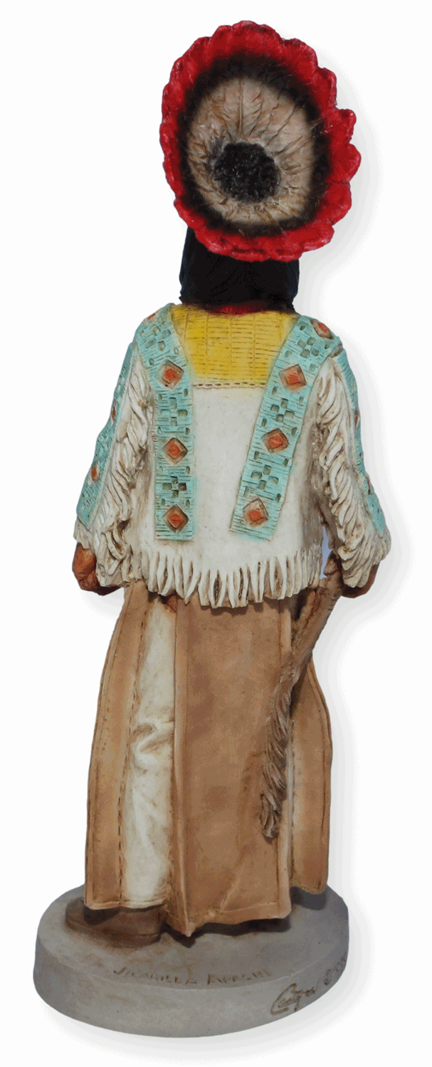 Indianerfigur Indianer Jicarilla Apache H 19 cm mit Kopfschmuck Native American Castagna