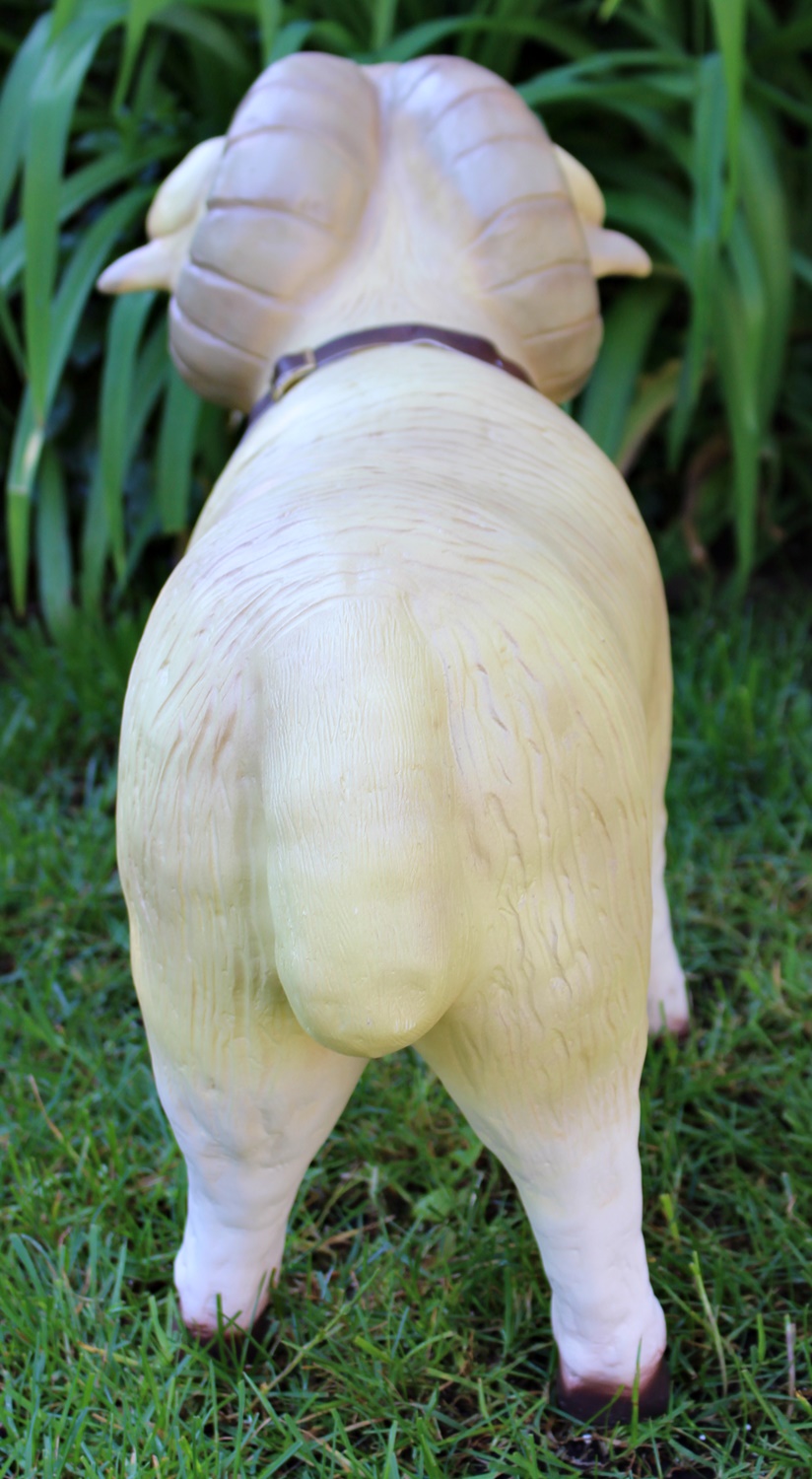 Deko Garten Figur Dekofigur Gartenfigur Tierfigur Schafbock Widder aus Kunststoff Höhe 40 cm