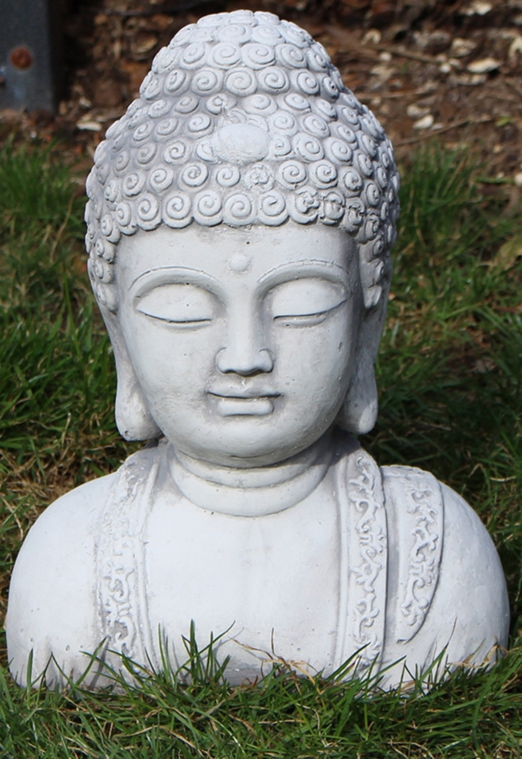Beton Figur Statue Skulptur Buddha Büste H 28 cm Dekofigur und Gartenskulptur