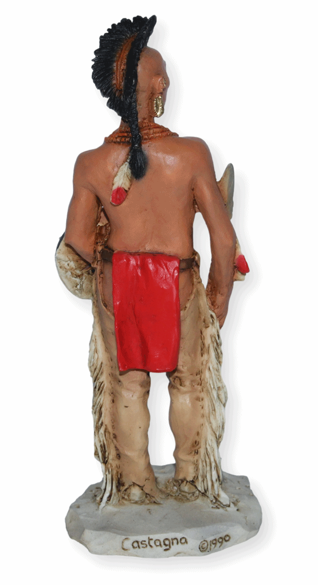 Indianerfigur Indianer Häuptling Black Hawk Native American H 16 cm stehend mit Speer und Schild