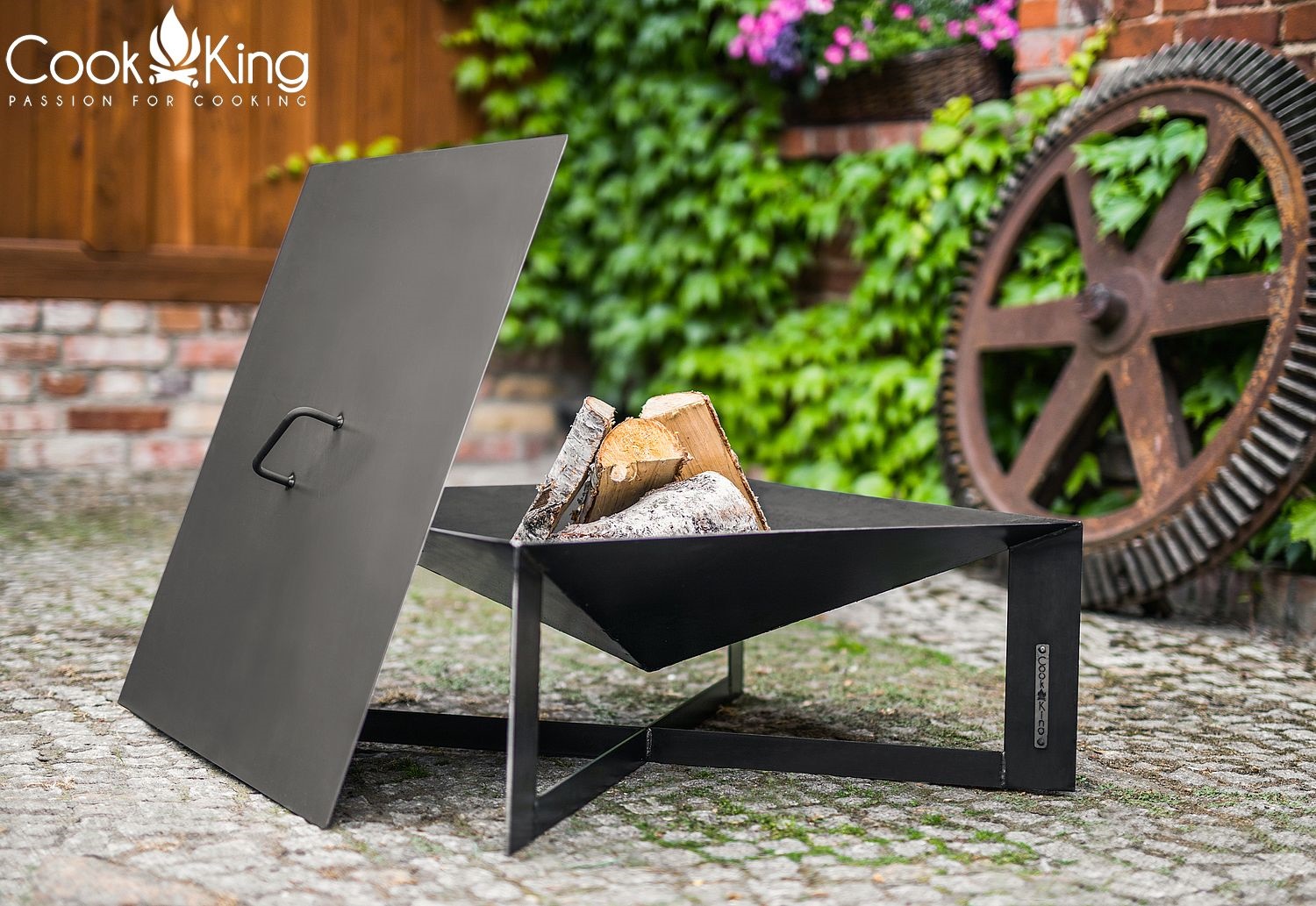 Feuerschale "Cuba" B 70 cm Feuerstelle für Garten aus Stahl Feuerkorb als Wärmequelle oder Grill