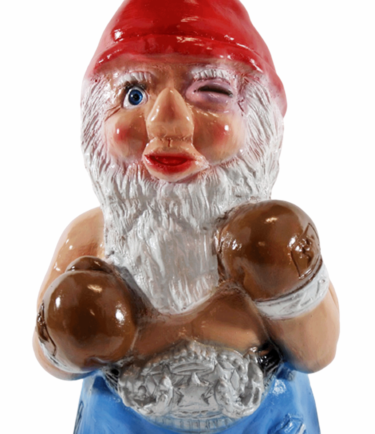 Deko Figur lustiger Zwerg Boxer H 34 cm Spaß Gartenzwerg Gartendeko Gartenfigur aus Kunststoff