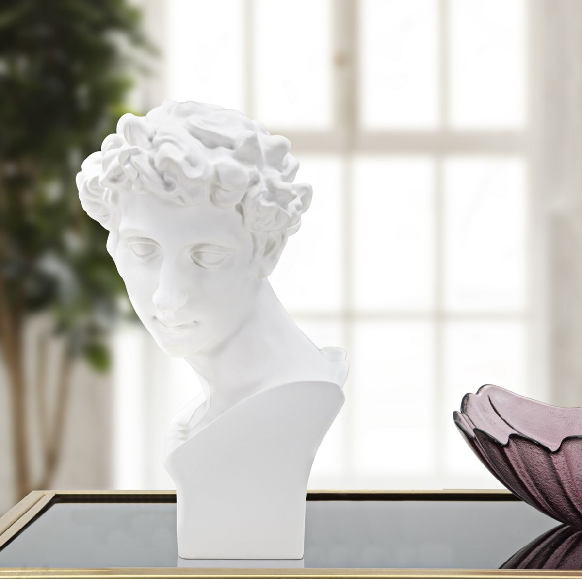 Dekofigur klassische Männerbüste Replikat römischer junger Mann Statue Antik-Stil weiß H 30 cm