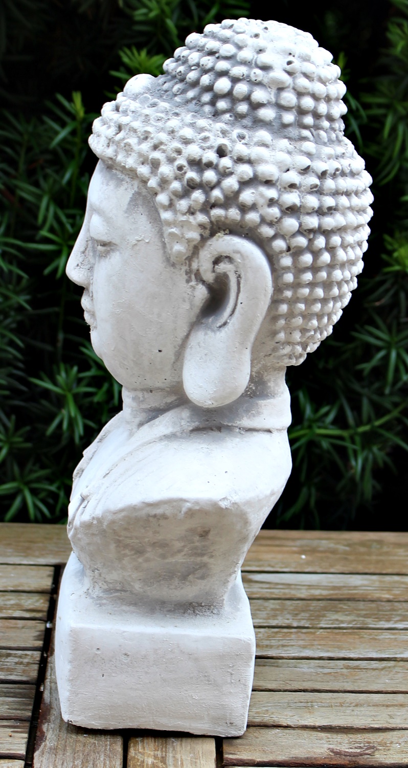 Beton Figur Staute Büste Buddha H 31 cm asiatische Dekofigur und Gartenskulptur