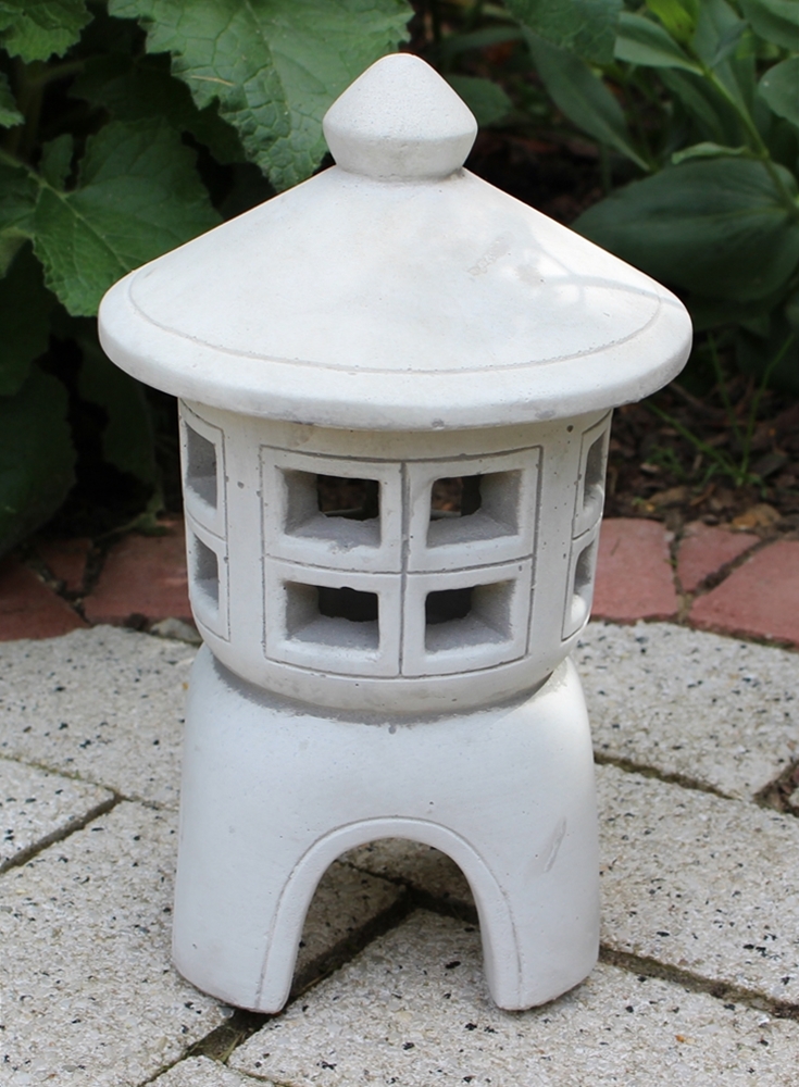Beton Figur japanische Laterne H 23 cm Gartenskulptur Steinlaterne 2-teilig für Teelicht geeignet