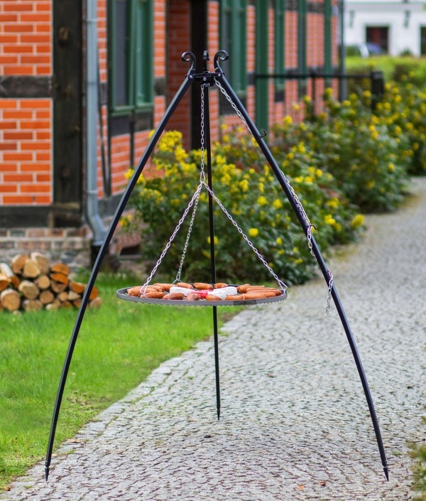 Schwenkgrill H 200 cm mit Grillrost Ø 70 cm aus Edelstahl Dreibein Grill Tripod Grillständer