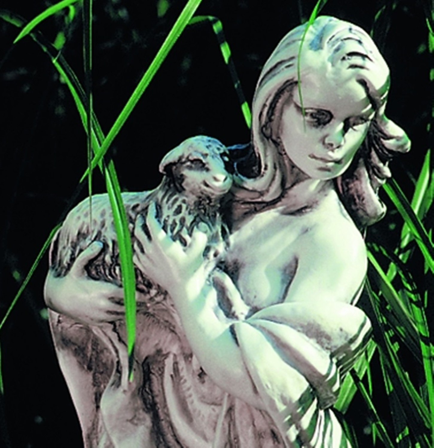 Deko Figur Statue junge Frau Pastora stehend H 40 cm klasische Skulptur Gartenfigur aus Kunststoff