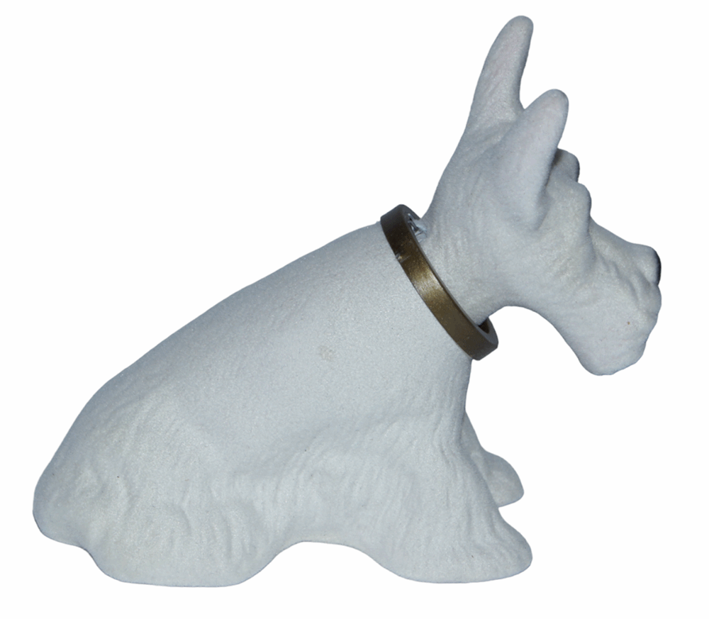 Wackel Figur Hund Scottish Terrier Wackelfigur H 13,5 cm klein weiß Dekofigur mit Wackelkopf