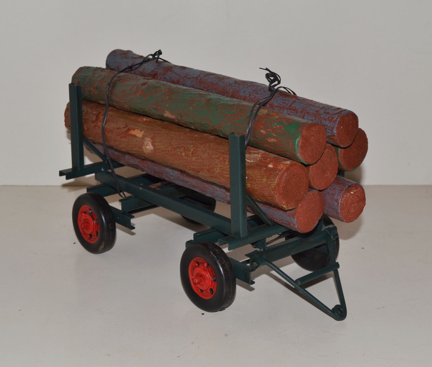 Anhänger für Blechtraktor Nostalgie Oldtimer Traktor Holzanhänger mit Holz beladen Modell L 34 cm