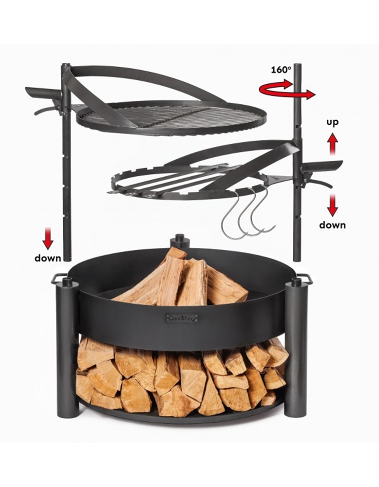 Schaschlikring mit Griff D 50 cm für Feuerschale "Montana X" aus Stahl zum Befestigen am Mast