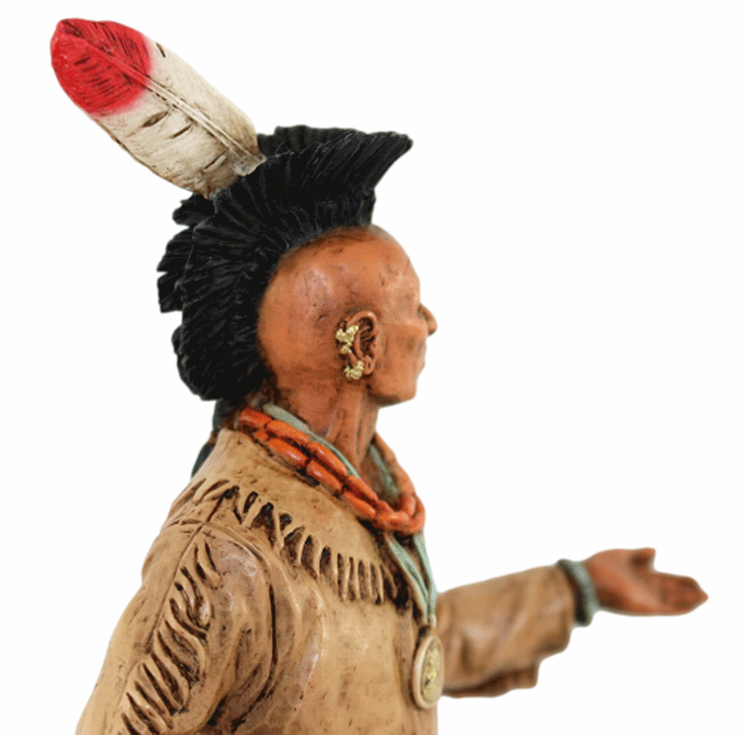 Indianerfigur Black Hawk Häuptling Indianer Fox stehend H 23 mit Tomahawk Castagna Limited Edition