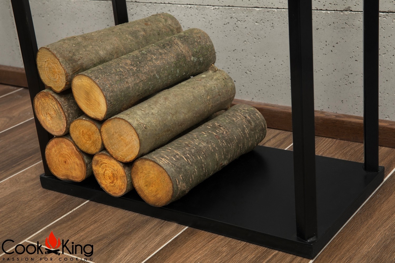 Kaminholzregal "Luis" H 120 cm Holzregal für Kaminholz Kaminholzablage aus Stahl Kaminholzständer