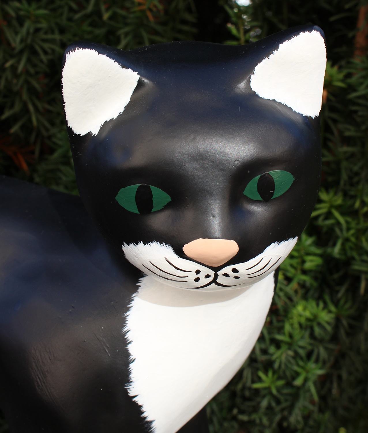 Dekofigur Gartenfigur schwarze Katze Kopf nach rechts H 48 cm Tierfigur Katzenfigur aus Kunstharz