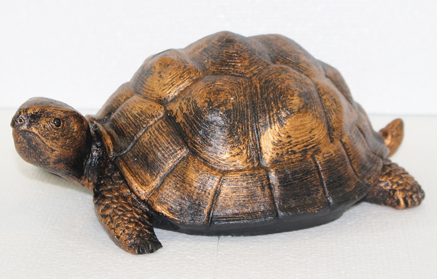 Deko Figur Schildkröte klein Gartenfigur H 10/L 27 cm Dekofigur Kupfer-Antik aus Kunststoff