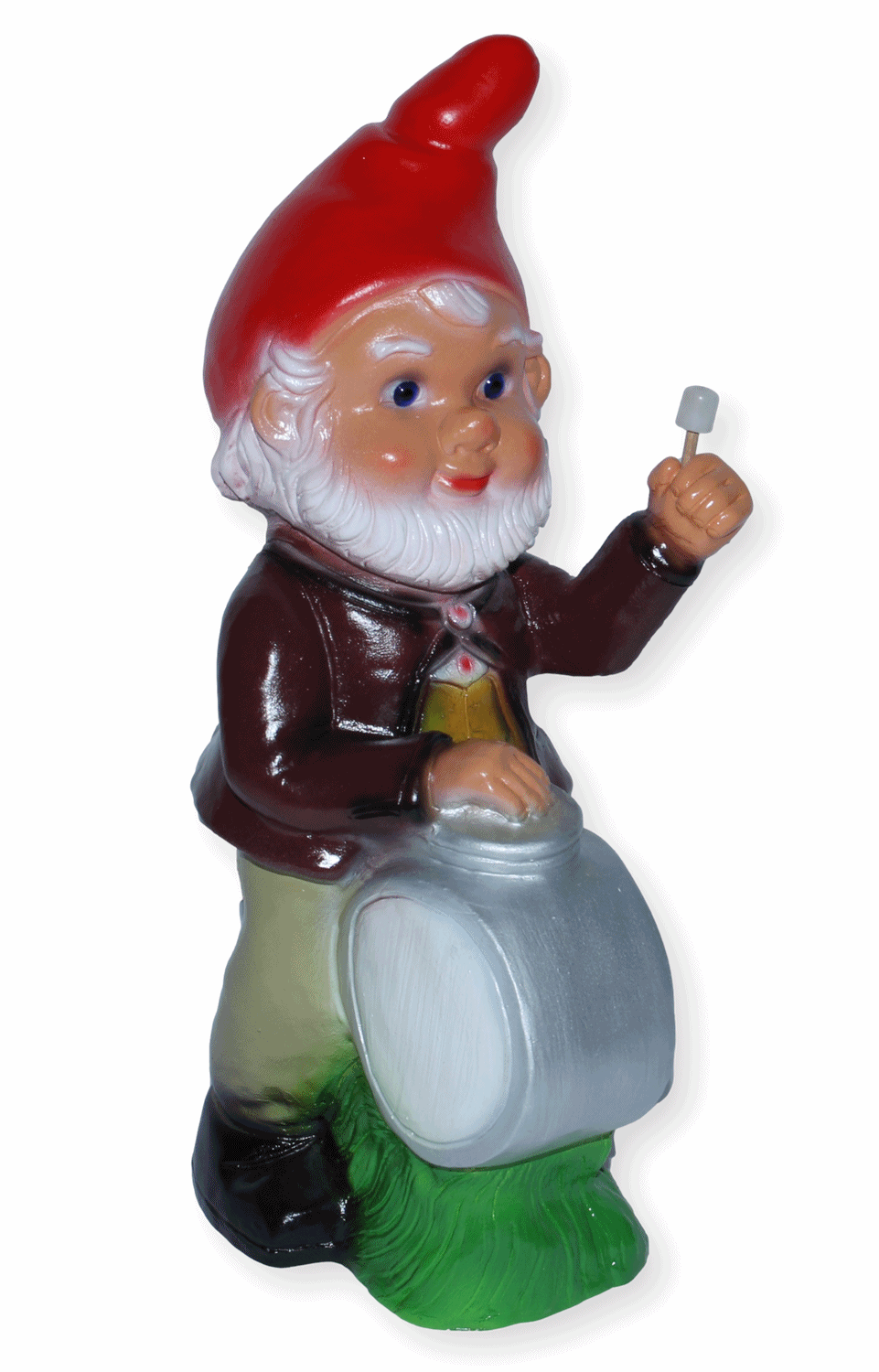 Deko Figur Zwerg H 33 cm Gartenzwerg Musiker mit Trommel stehend Gartenfigur aus Kunststoff