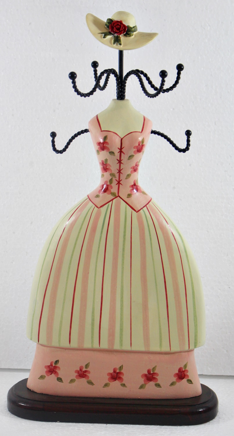 Schmuckbüste Beauty Figur Deko Modefigur Nostalgiefigur weiß rosa Torso mit Blümchen H 30 cm