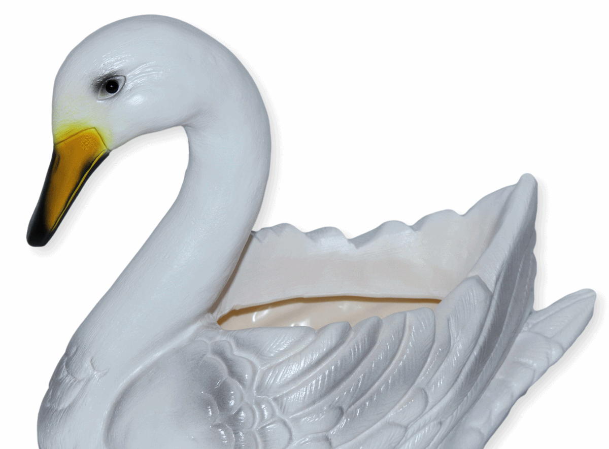 Deko Garten Figur Dekofigur Gartenfigur Pflanzfigur Schwan zum Bepflanzen aus Kunststoff Höhe 28 cm